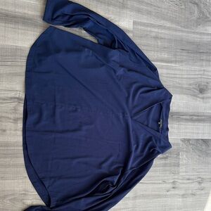 Universal Standard Long Sleeve Deep Blue V-Neck Top